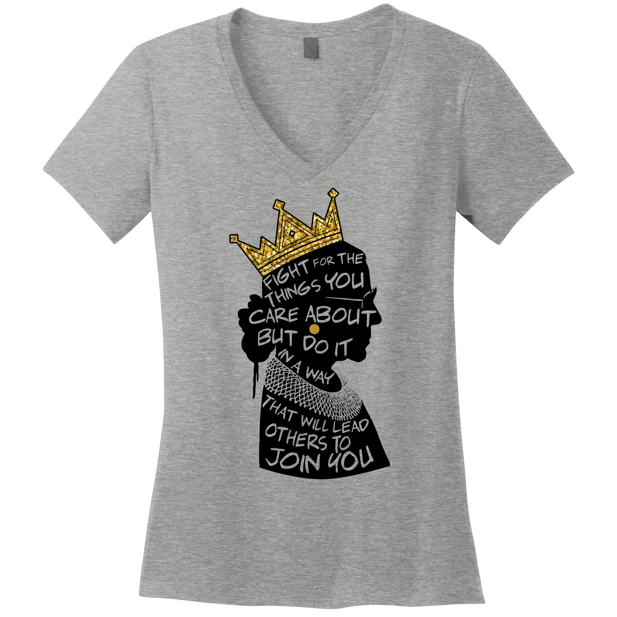 RGB Queen Crown Quote Tribute Ruth Bader Ginsburg Women's V-Neck T-Shirt