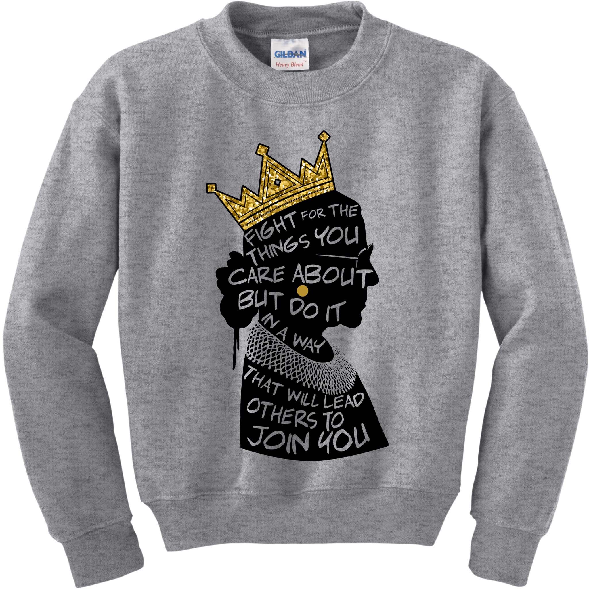 RGB Queen Crown Quote Tribute Ruth Bader Ginsburg Kids Sweatshirt