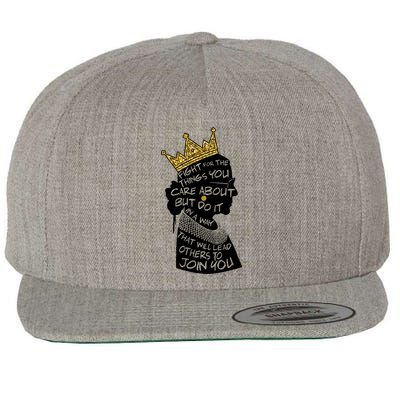 RGB Queen Crown Quote Tribute Ruth Bader Ginsburg Wool Snapback Cap