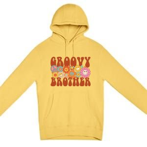 Retro Groovy Brother Matching Family Party Mother's Day Premium Pullover Hoodie