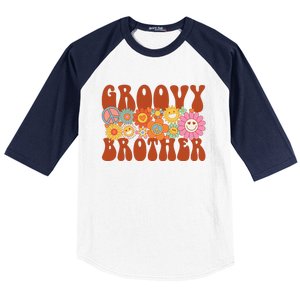 Retro Groovy Brother Matching Family Party Mother's Day Baseball Sleeve Shirt