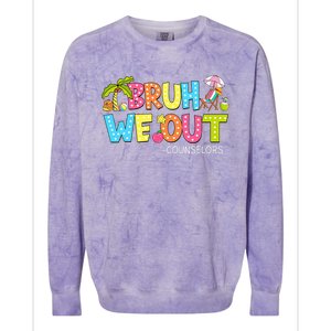 Retro Groovy Bruh We Out Counselors Colorblast Crewneck Sweatshirt