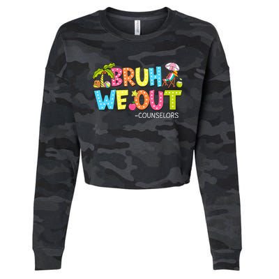 Retro Groovy Bruh We Out Counselors Cropped Pullover Crew