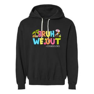 Retro Groovy Bruh We Out Counselors Garment-Dyed Fleece Hoodie