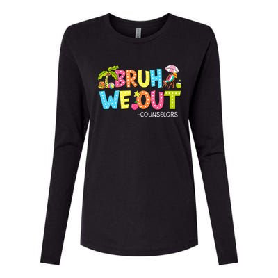 Retro Groovy Bruh We Out Counselors Womens Cotton Relaxed Long Sleeve T-Shirt