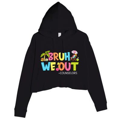 Retro Groovy Bruh We Out Counselors Crop Fleece Hoodie