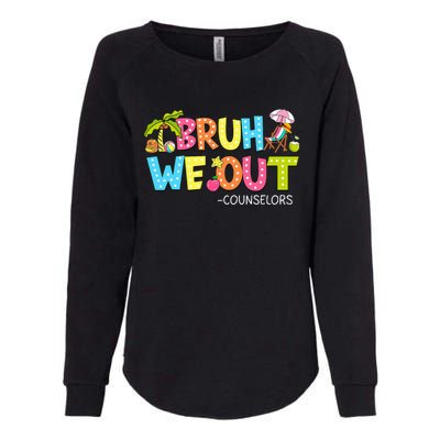 Retro Groovy Bruh We Out Counselors Womens California Wash Sweatshirt