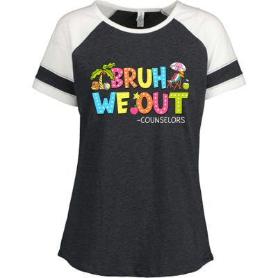 Retro Groovy Bruh We Out Counselors Enza Ladies Jersey Colorblock Tee