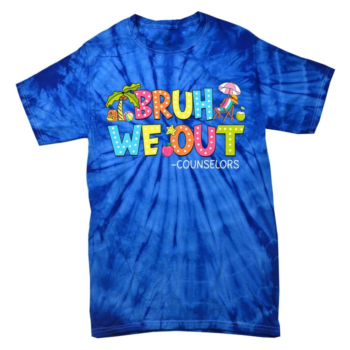 Retro Groovy Bruh We Out Counselors Tie-Dye T-Shirt