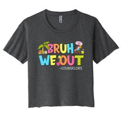 Retro Groovy Bruh We Out Counselors Women's Crop Top Tee