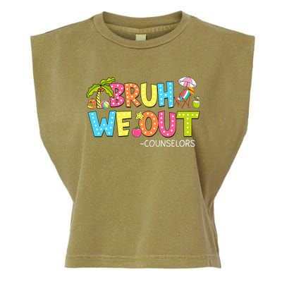 Retro Groovy Bruh We Out Counselors Garment-Dyed Women's Muscle Tee