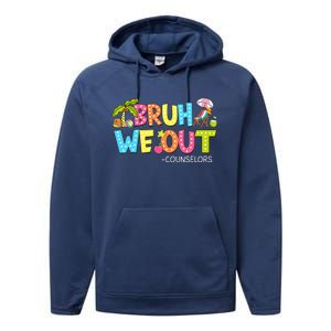 Retro Groovy Bruh We Out Counselors Performance Fleece Hoodie