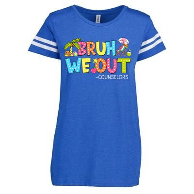 Retro Groovy Bruh We Out Counselors Enza Ladies Jersey Football T-Shirt