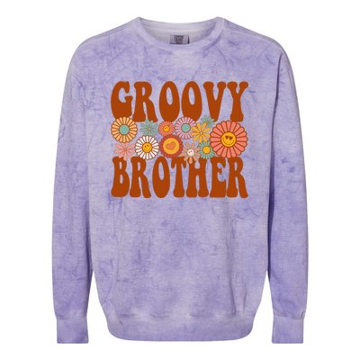 Retro Groovy Brother Matching Family 1st Birthday Party Colorblast Crewneck Sweatshirt