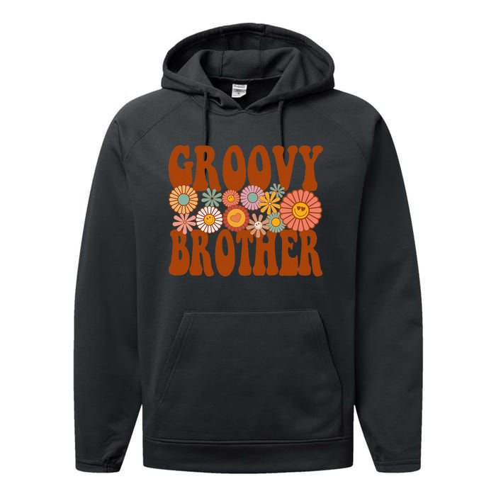 Retro Groovy Brother Matching Family 1st Birthday Party Performance Fleece Hoodie