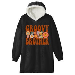 Retro Groovy Brother Matching Family 1st Birthday Party Hooded Wearable Blanket