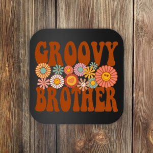 Retro Groovy Brother Matching Family 1st Birthday Party Coaster