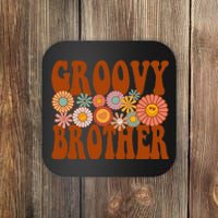 Retro Groovy Brother Matching Family 1st Birthday Party Coaster