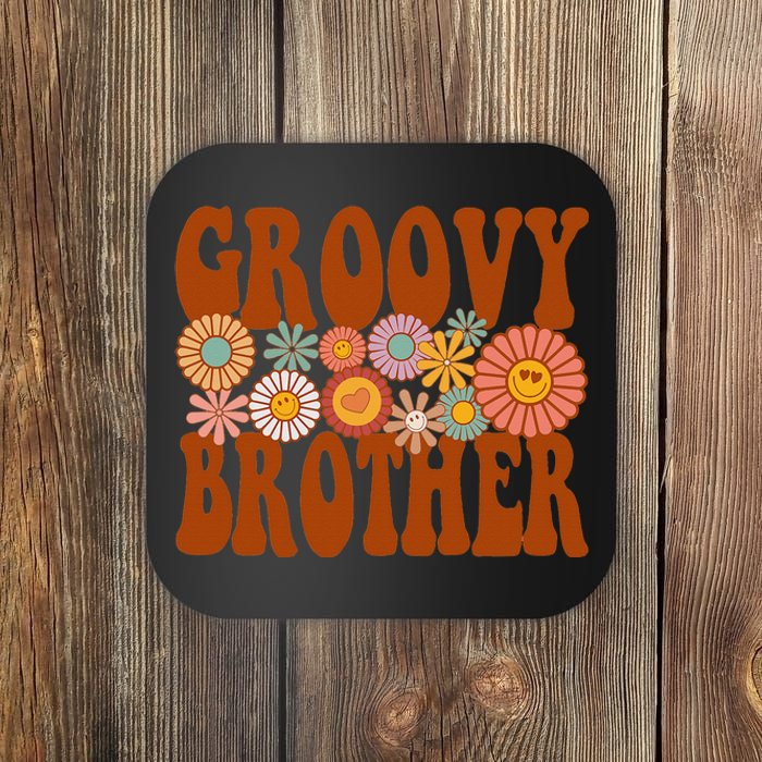 Retro Groovy Brother Matching Family 1st Birthday Party Coaster