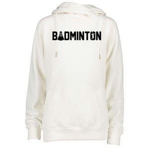 Retro Graphic Badminton Player Shuttlecock Player Sports Meaningful Gift Womens Funnel Neck Pullover Hood