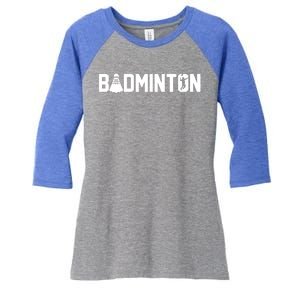 Retro Graphic Badminton Player Shuttlecock Player Sports Meaningful Gift Women's Tri-Blend 3/4-Sleeve Raglan Shirt