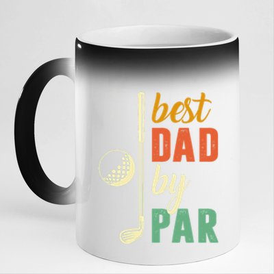 Retro Golf Best Dad By Par Gift For Father's Day 11oz Black Color Changing Mug