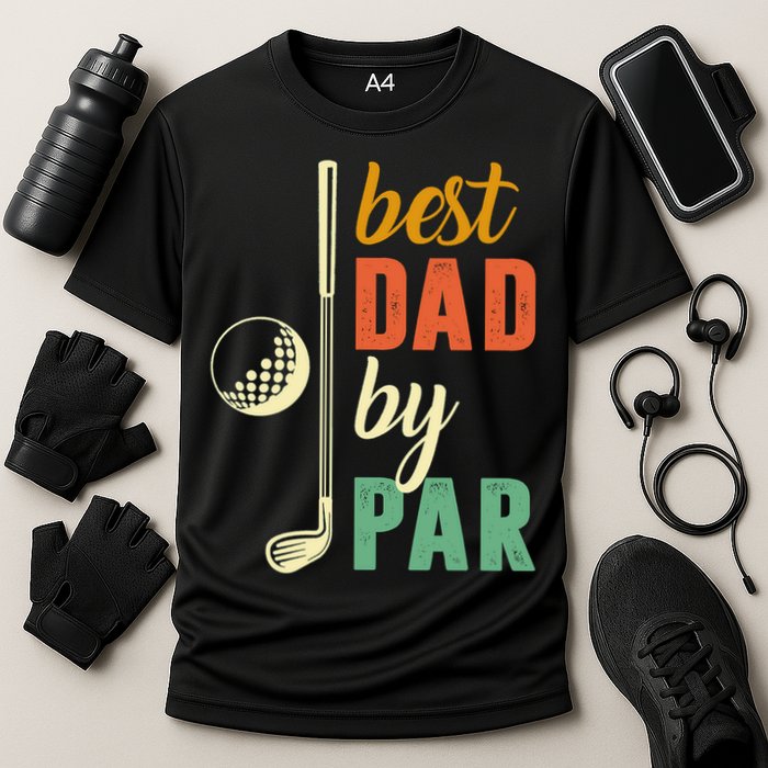 Retro Golf Best Dad By Par Gift For Father's Day Cooling Performance Crew T-Shirt