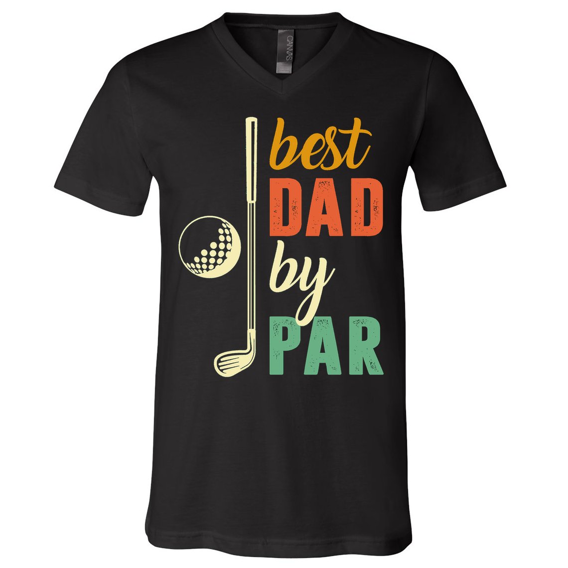 Retro Golf Best Dad By Par Gift For Father's Day V-Neck T-Shirt
