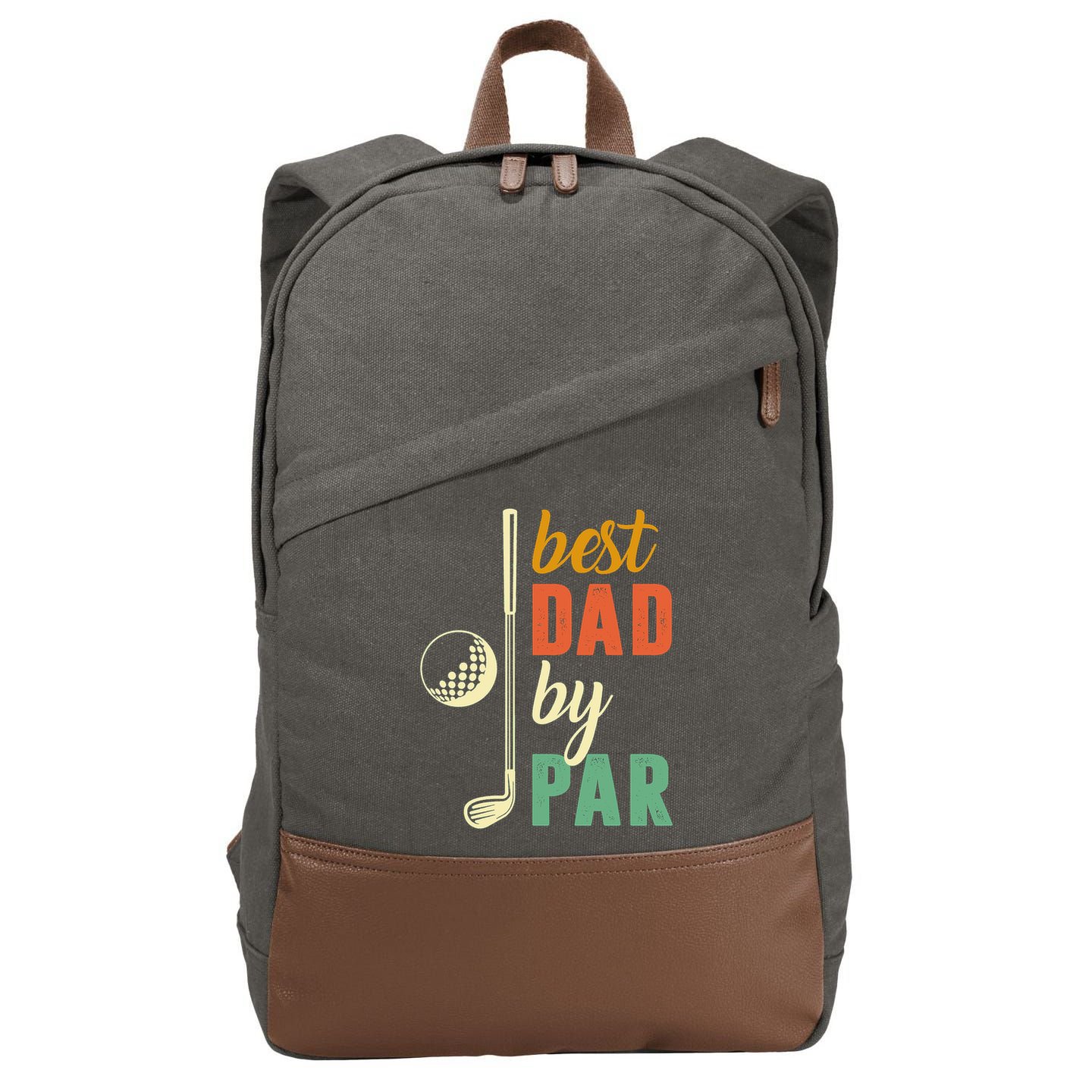 Retro Golf Best Dad By Par Gift For Father's Day Cotton Canvas Backpack