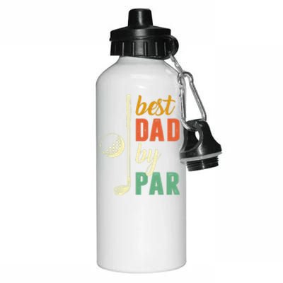 Retro Golf Best Dad By Par Gift For Father's Day Aluminum Water Bottle