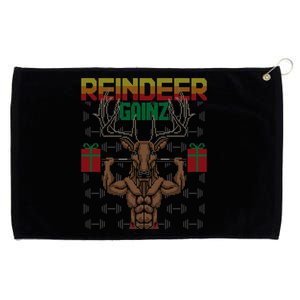 Reindeer Gainz Brodolf Ugly Christmas Sweater Gym Workout Great Gift Grommeted Golf Towel