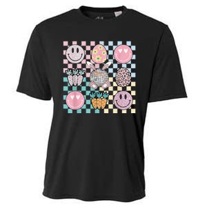 Retro Groovy Bunny Smile Disco Eggs Carrot Happy Easter Day Cooling Performance Crew T-Shirt