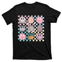 Retro Groovy Bunny Smile Disco Eggs Carrot Happy Easter Day T-Shirt