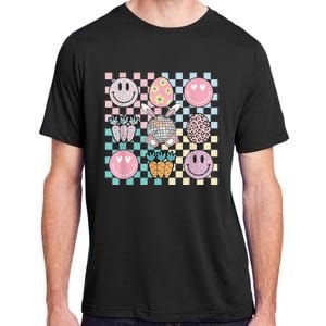 Retro Groovy Bunny Smile Disco Eggs Carrot Happy Easter Day Adult ChromaSoft Performance T-Shirt