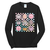 Retro Groovy Bunny Smile Disco Eggs Carrot Happy Easter Day Tall Long Sleeve T-Shirt