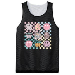 Retro Groovy Bunny Smile Disco Eggs Carrot Happy Easter Day Mesh Reversible Basketball Jersey Tank