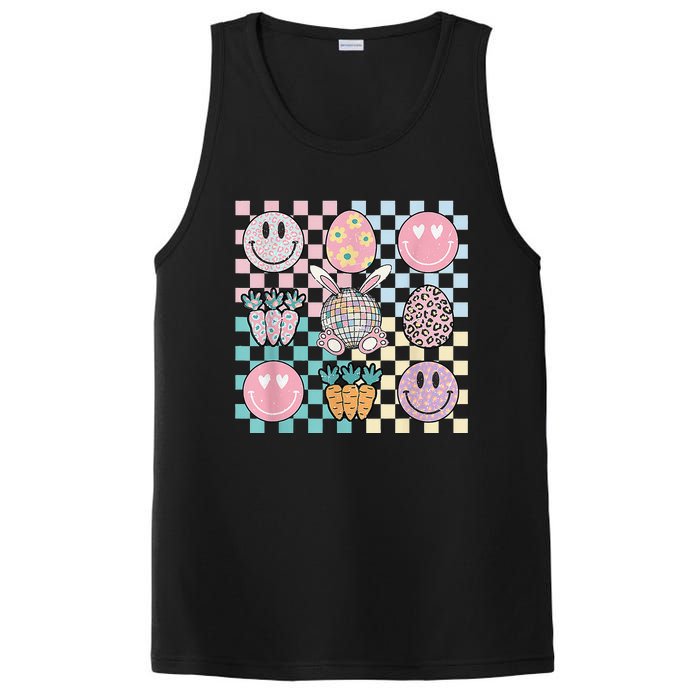 Retro Groovy Bunny Smile Disco Eggs Carrot Happy Easter Day PosiCharge Competitor Tank