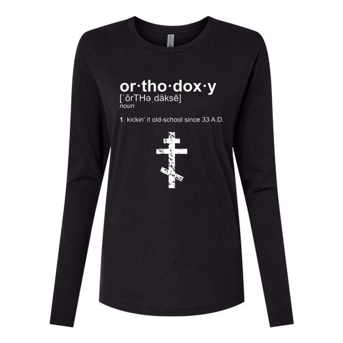 Russian Greek Byzantine Western Albanian Orthodoxy Womens Cotton Relaxed Long Sleeve T-Shirt