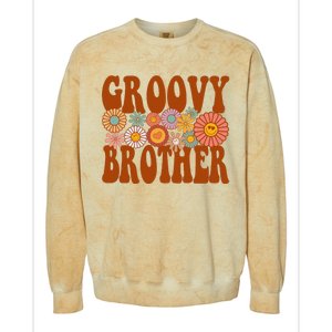 Retro Groovy Brother Matching Family 1st Birthday Party Colorblast Crewneck Sweatshirt