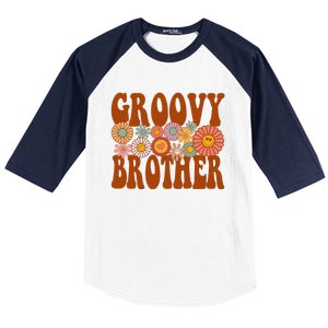 Retro Groovy Brother Matching Family 1st Birthday Party Baseball Sleeve Shirt