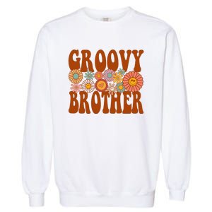 Retro Groovy Brother Matching Family 1st Birthday Party Garment-Dyed Sweatshirt