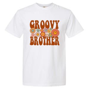 Retro Groovy Brother Matching Family 1st Birthday Party Garment-Dyed Heavyweight T-Shirt