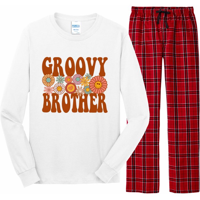 Retro Groovy Brother Matching Family 1st Birthday Party Long Sleeve Pajama Set