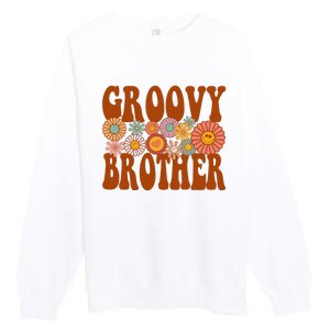 Retro Groovy Brother Matching Family 1st Birthday Party Premium Crewneck Sweatshirt