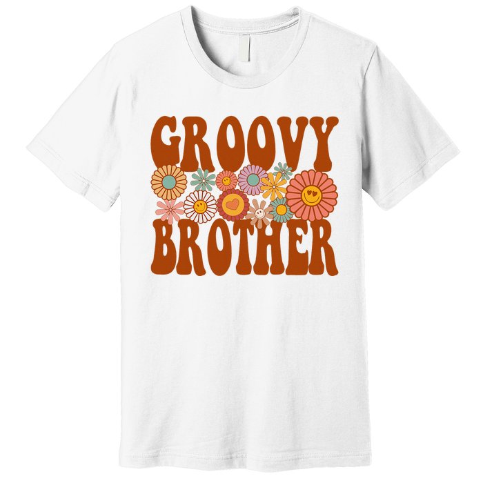 Retro Groovy Brother Matching Family 1st Birthday Party Premium T-Shirt