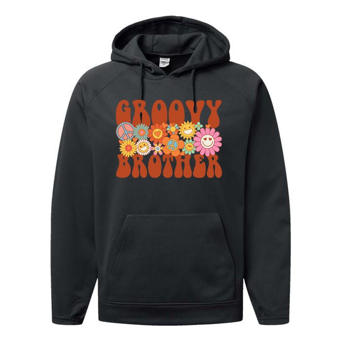 Retro Groovy Brother Matching Family Party Mother's Day Performance Fleece Hoodie