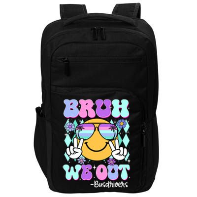 Retro Groovy Bruh We Out Bus Drivers Last Day Of School Impact Tech Backpack