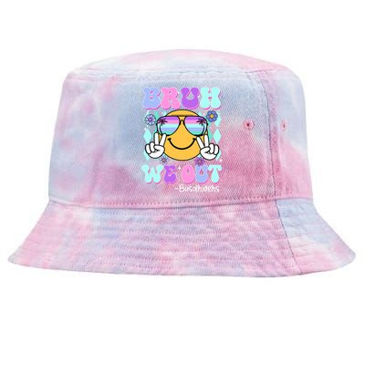 Retro Groovy Bruh We Out Bus Drivers Last Day Of School Tie-Dyed Bucket Hat