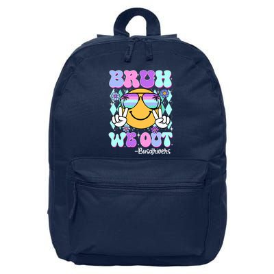 Retro Groovy Bruh We Out Bus Drivers Last Day Of School 16 in Basic Backpack