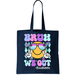 Retro Groovy Bruh We Out Bus Drivers Last Day Of School Tote Bag